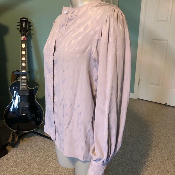 Evan Picone collarless dress shirt with lantern style sleeves 1980’s M-L - Picture 2 of 8